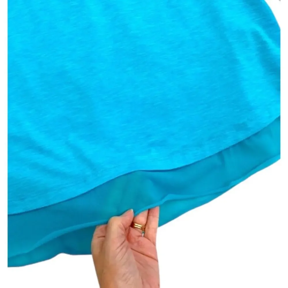 Nanette Lepore Large Blue Play Hooded Laser Cut Detail Jersey Shirt